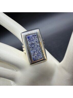 Sterling Silver Lapis Lazuli Ring Blue Stone Unique Statement Jewelry Size 9